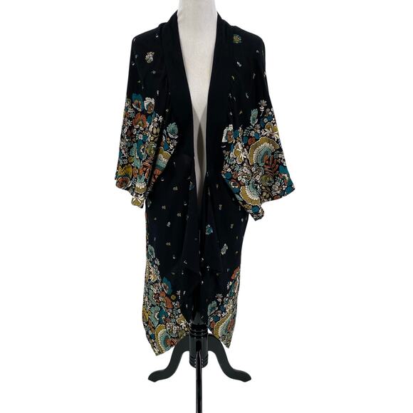 O’Neill black floral Sawyer cardigan open front one size - Picture 1 of 11